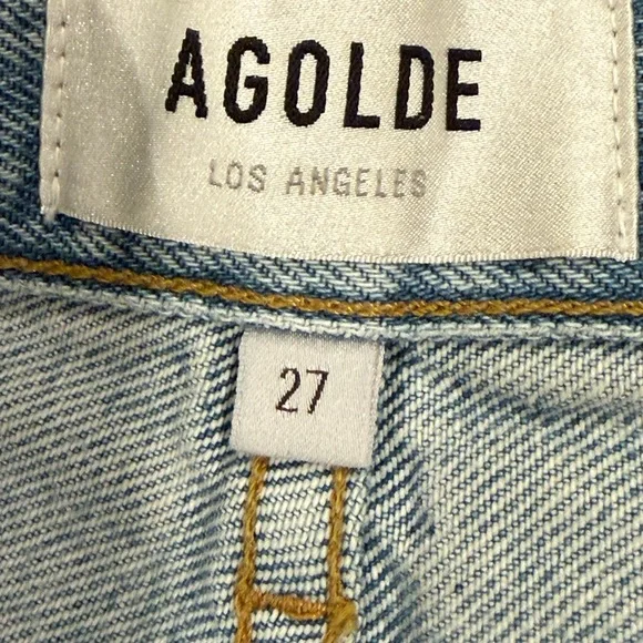 AGOLDE Production Sample Denim Shorts Panel Seam Raw Hem Size 27 - Picture 3 of 5
